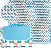 Intirilife Opvouwbaar Picknickkleed Picknickdeken in flamingo ontwerp waterdicht - Open 199 x 145 cm - Opgevouwen 31.5 x 21 x 3.5 cm - Buitenkleed voor camping wandelen tuin en park eenvoudig mee te nemen