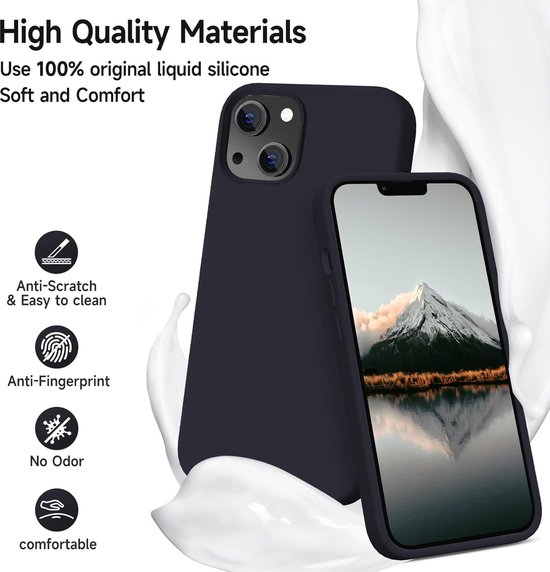 Coque Solid Soft Touch Liquid Silicone Flexible TPU Cover - Convient pour : iPhone 13 Mini - Zwart