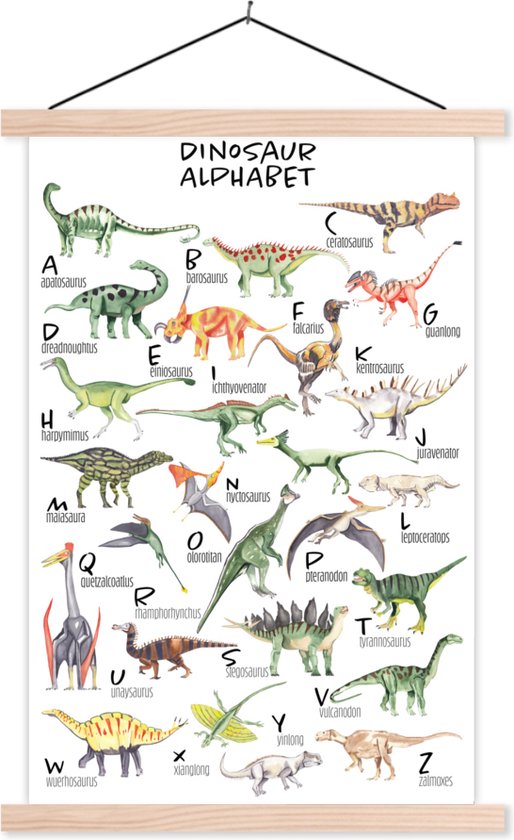 Schoolplaat kids - Kinderkamer decoratie - Alfabet - Dinosaurus - Jongens - Meisjes - Kinderen - Educatief - Schoolplaat kinderen - 60x90 cm