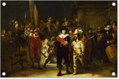 Tuindecoratie De Nachtwacht - Rembrandt van Rijn - 60x40 cm - Tuinposter - Tuindoek - Buitenposter