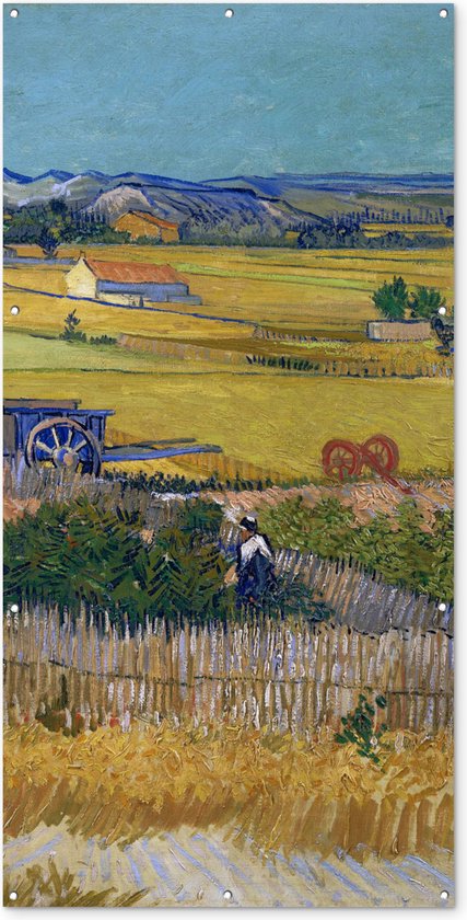 Schuttingposter De oogst - Vincent van Gogh - 100x200 cm - Tuindoek