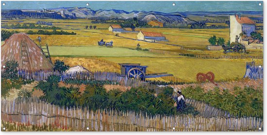 Schuttingposter De oogst - Vincent van Gogh - 200x100 cm - Tuindoek