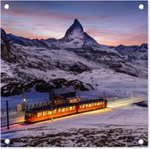 Tuinposters Gornergrat spoorweg voor Matterhorn in het Zwitserse kanton Wallis - 50x50 cm - Tuindoek - Buitenposter