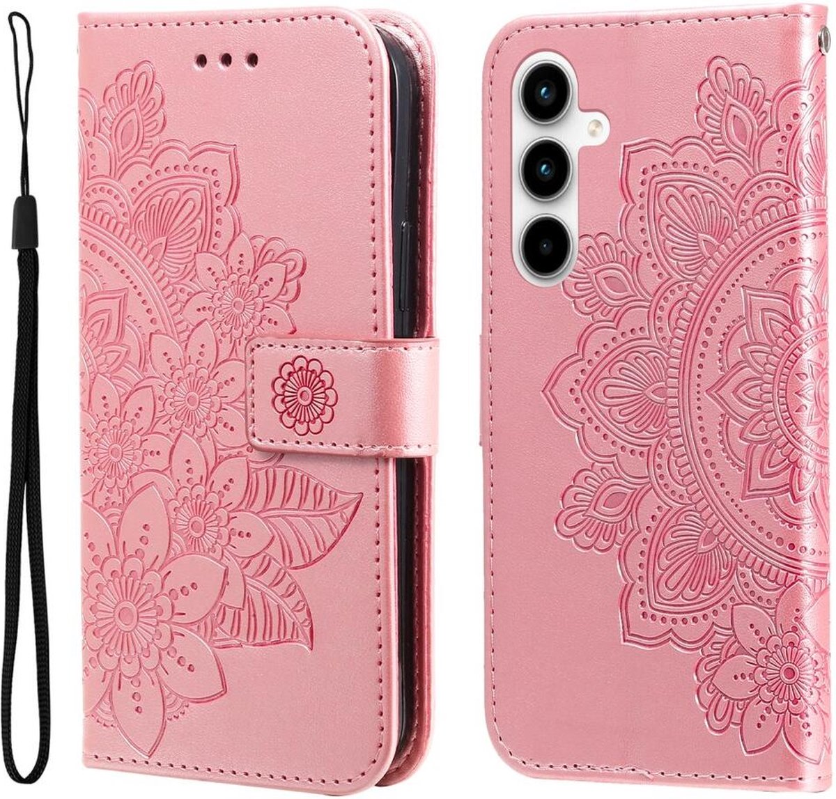Hoesje Bloemen Book Case met Pasjeshouder Roze Geschikt voor Samsung Galaxy A35