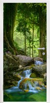 Deursticker Jungle - Stenen - Water - Natuur - Planten - 90x205 cm - Deurposter