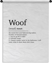 Wandkleed - Wanddoek - Quotes - Spreuken - Woof - Woordenboek - Woef definitie - 90x120 cm - Wandtapijt