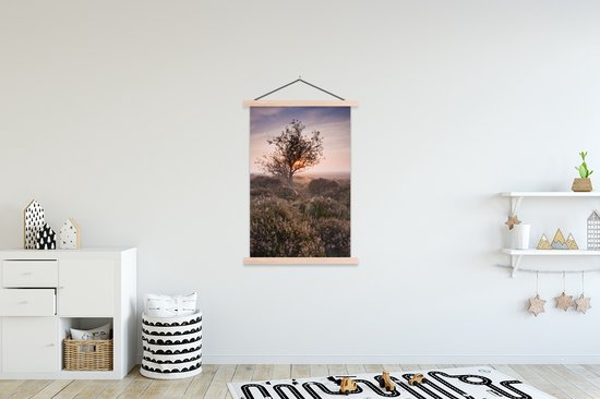 Affiche textielposter Heather at sunrise lattes vierges 120x180 cm - Tirage photo sur plaque scolaire (décoration murale salon / chambre) XXL / Groot format!