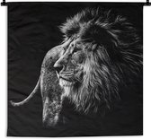 Tapisserie murale - Tissu mural - Animaux - Sauvage - Lion - Zwart - Wit - 60x60 cm - Tapisserie