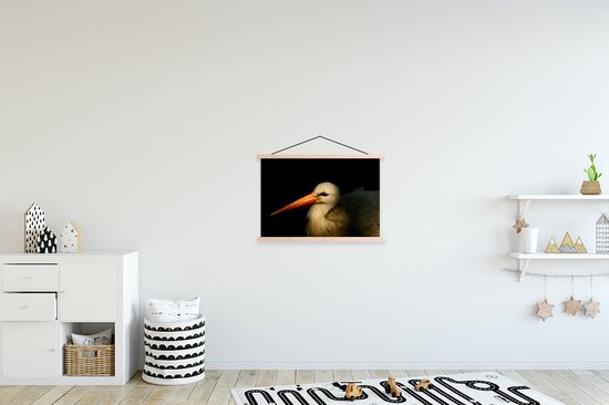 Portrait photo oiseau sur fond noir affiche textielposter lattes vierges 60x40 cm - Tirage photo sur plaque école (décoration murale salon / chambre)