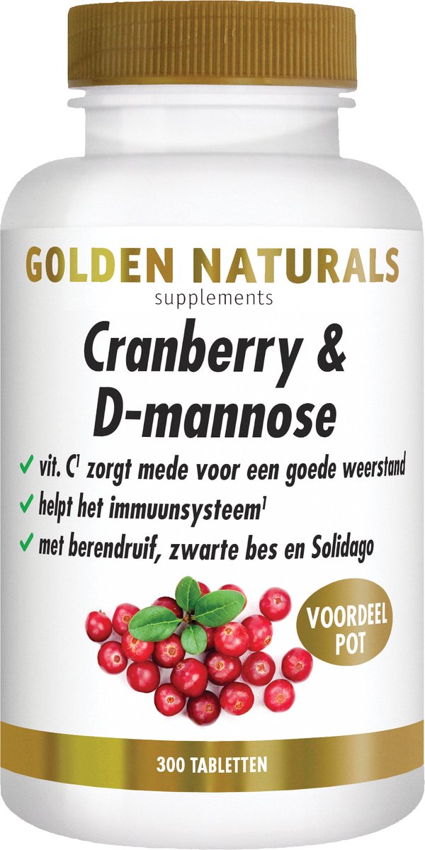 Goedkoopste Golden Naturals Cranberry & D-mannose (300 veganistische tabletten