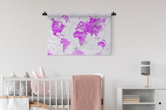 Tapisserie - Tapisserie - Wereldkaart - Rose - Huile - 90x60 cm - Tapisserie