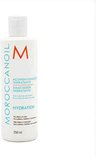 Witte Moroccanoil Hydrating Conditioner fles met oranje M-logo. Tekst in Engels, Spaans.