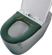 Toiletbrilhoes met ritssluiting, toiletstoelhoes van zacht en comfortabel materiaal, wasbaar, zacht en gemakkelijk te installeren (1 groen)