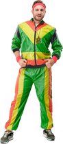 Original Replicas - Jaren 80 & 90 Kostuum - 80s Retro Trainingspak Rasta Carnaval - Man - Geel, Groen, Roze, Multicolor - Large - Carnavalskleding - Verkleedkleding