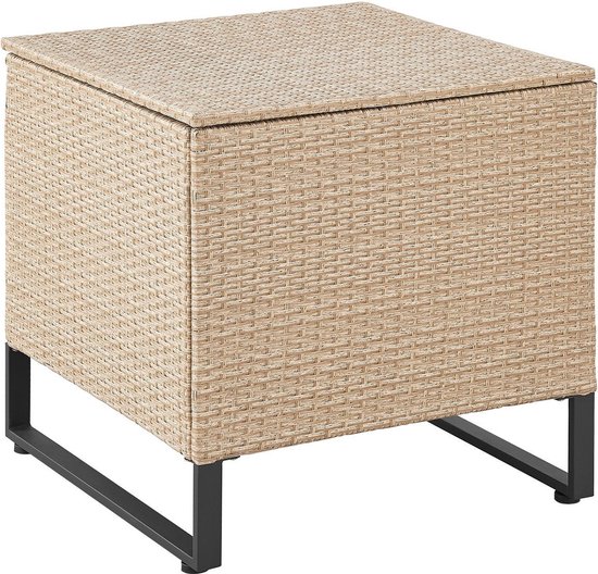 Juskys Loungeset / Tuinset Santorini - Polyrotan - Modulair - Crème - Incl. Tafel & Opbergbox