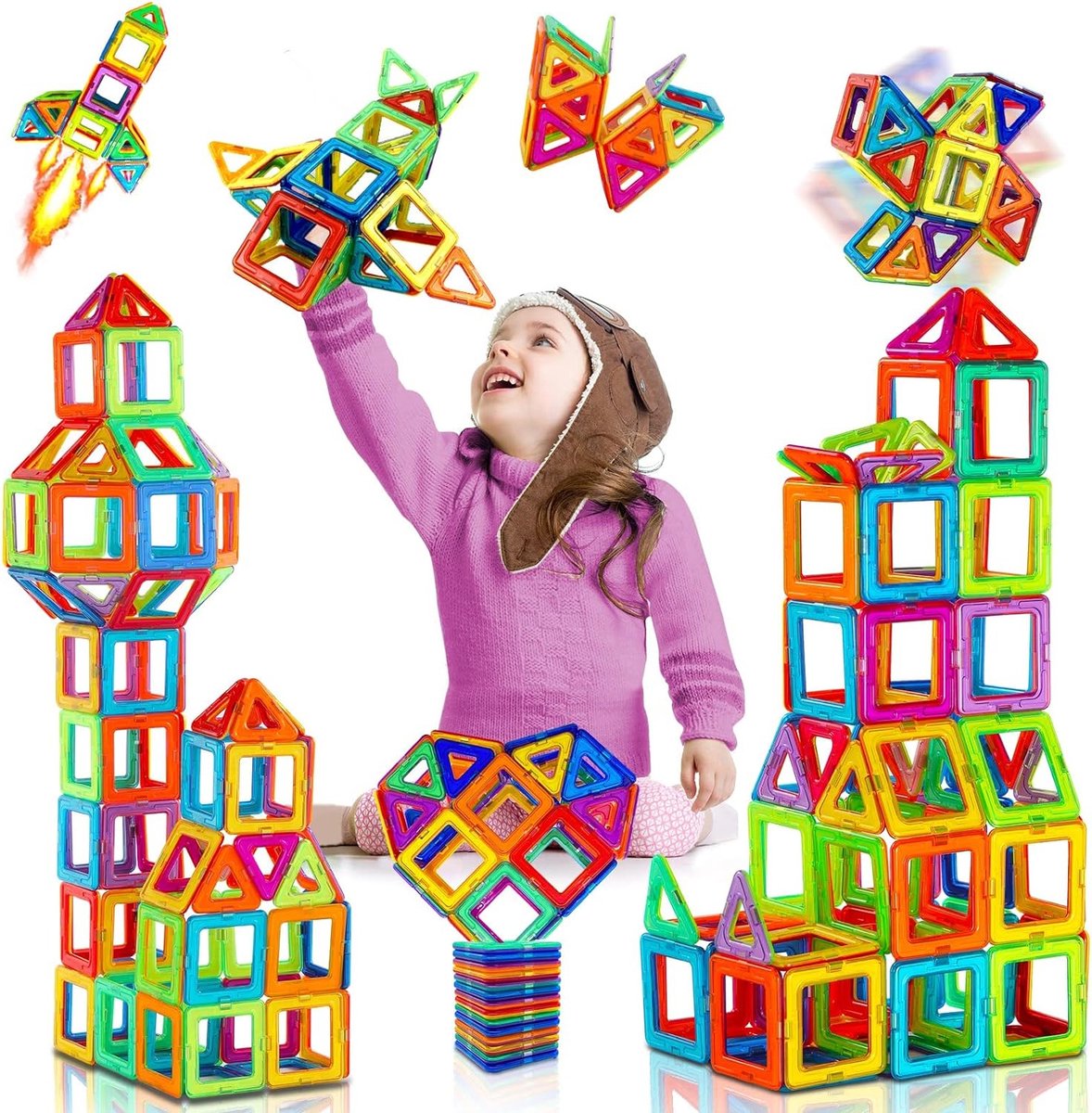 Magnetische bouwstenen bouwblokken 38 stuks - voor kinderen jongens/meisjes vanaf 3 jaar - Educatieve speelgoed, ontwikkeling van verbeelding, creatief denken, concentratie