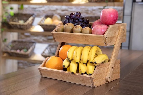 CALM COZY Houten fruitmand, 3 niveaus, decoratieve fruitmanden