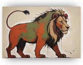 Leeuw Banksy stijl - Vintage muurdecoratie - Schilderij op canvas leeuw - Wanddecoratie klassiek - Canvas schilderijen - Wanddecoratie woonkamer - 90 x 60 cm 18mm