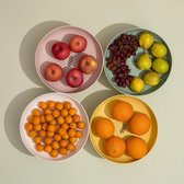 Onefitow Fruitschaal fruitmand voor keuken aanrecht keuken opbergmanden standaard organisatie, decor middelpunt voor aanrecht of eetkamer tafels (roze)