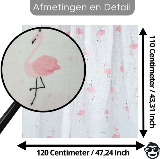 Duopack 2x BoefieBoef Flamingo Wit Grote XL Hydrofiele Doek Baby - Duurzaam Eco Bamboe - Kerst en KraamCadeau - Swaddle, Inbakerdoek, Hydrofiele Luier & Babydeken - Roze Klein van Merkloos — afbeelding 2