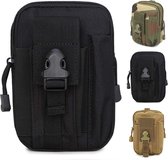 Tactisch heuptasje, nylon, militaire, compacte Molle EDC riemtas, voor gadget-dienstprogramma‘s, mobiele telefoon, voor op de camping, tijdens het wandelen en het reizen, zwart