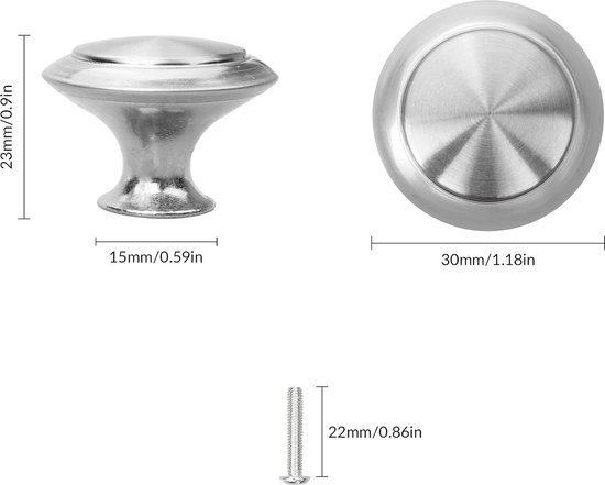 YSDMY meubelknoppen 12 stuks Ronde Knop Handgrepen,Roestvrij staal vintage kastdeurknoppen voor Garderobekast Hardware