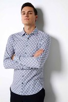 Desoto - Overhemd Kent Print Blauw - Heren - Maat M - Slim-fit