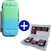 Case geschikt voor Nintendo Switch / Nintendo Switch OLED + Game Card hoes - 12 Games - Draagtas - Opbergtas - Groen/Blauw/Wit