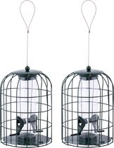 2x Stuks metalen vogel voedersilos/voederkooien 26 cm  -  Mussen/Mezen kleine vogeltjes - Winter voeder huisjes