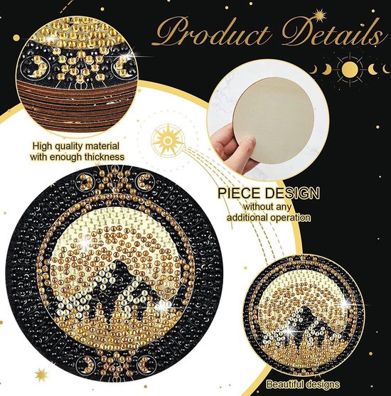 CAYUDEN 5D Diamond Painting onderzetters met houder, 8 stuks, Kawaii decoratie, diamond painting, creatieve katten, bekeronderzetters, doe-het-zelf