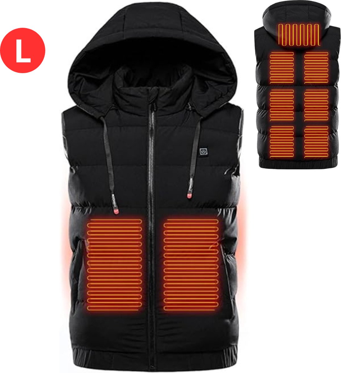 Nivard Verwarmde Bodywarmer Heated Vest Elektrische Bodywarmer Met Capuchon Water Afstotend Oplaadbaar Heren Zwart