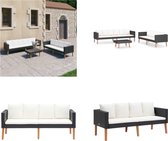 vidaXL 3-delige Loungeset met kussens poly rattan zwart - Tuinbank - Tuinbanken - Loungebank - Loungebanken