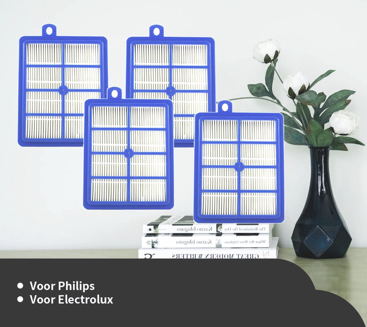 Replacements® H13 HEPA filters geschikt voor Philips -AEG - Electrolux - 4 stuks