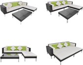 vidaXL 4-delige Loungeset met kussens poly rattan zwart - Tuinbank - Tuinbanken - Bank - Banken