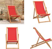 vidaXL Chaise de plage pliante Bois de teck massif Rouge - Chaise de plage - Chaises de plage - Chaise de jardin - Chaises de jardin