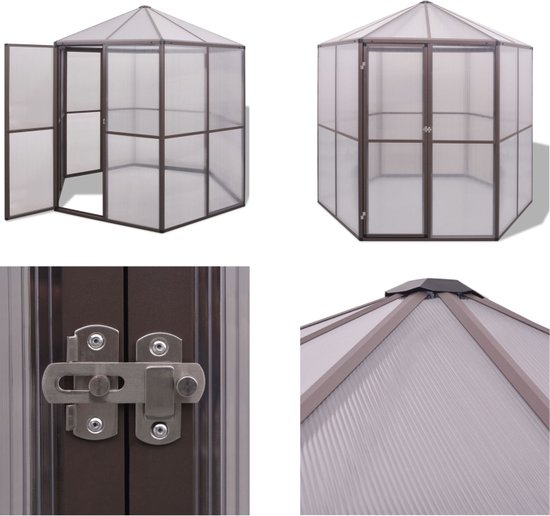 vidaXL Serre de jardin 240x211x232 Serre en aluminium - Maison de jardin - Serres - Serre en verre - Polycarbonate - Aluminium - Pépinière - Potagers - Serre - Serres - Serre en Verres - Serres en verre