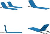 vidaXL Strandmatten inklapbaar 2 st staal en stof blauw - Strandstoel - Strandstoelen - Stoel - Stoelen