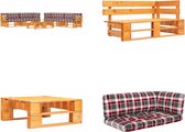 vidaXL 6-delige Loungeset pallet honingbruin geïmpregneerd grenenhout - Pallet Loungeset - Pallet Loungesets - Tuinset - Tuinsets