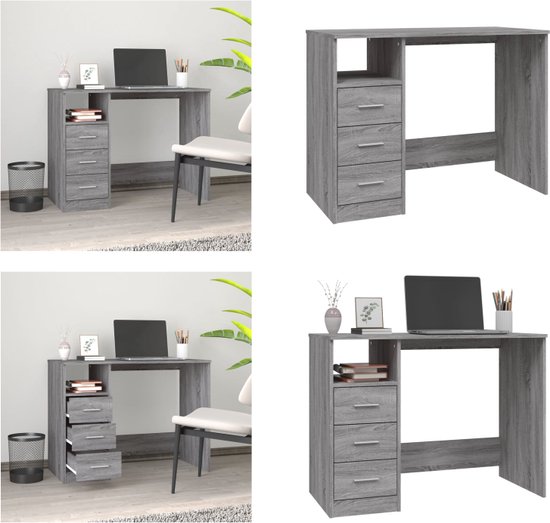 vidaXL Bureau 140x50x75 cm metaal en bewerkt hout bruineikenkleurig, laptoptafel, bureauframe, laptop tafel, computertafel, schrijftafel