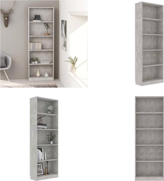 Boekenkast 5-laags 80,5x23,5x162,5 cm bewerkt hout zwart kopen
