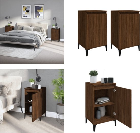 vidaXL 2x Houten Nachtkastje Wit Nachtkastjes Bedkastje Kastje Slaapkamer Bed