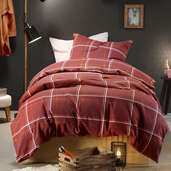 Moodit Dekbedovertrek Rosaline Burgundy - Eenpersoons - 140 x 220 cm - Katoen Flanel