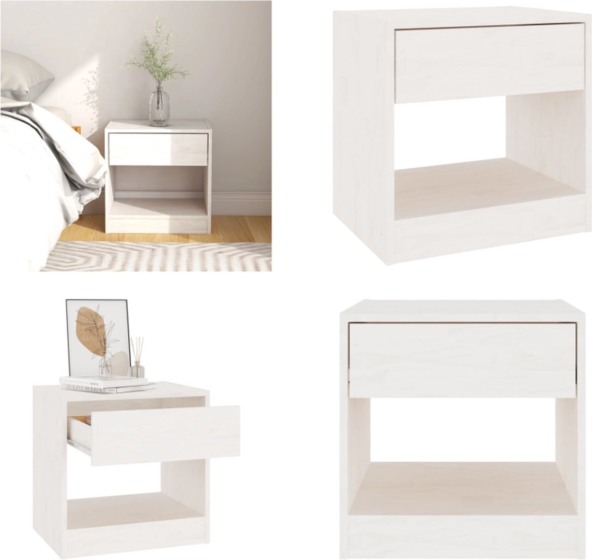 Scandinavische Stijl Houten Nachtkastje, Eenvoudig en Modern, 3 Lade, Wit, Voor Slaapkamer en Woonkamer (Kleur: A