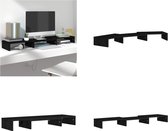 vidaXL Monitorstandaard 80x24x10-5 cm massief grenenhout zwart - Monitorstandaard - Monitorstandaards - Monitor Standaard - Computerstandaard