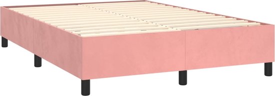 vidaXL Boxspring avec matelas Velours Rose 140x190 cm - Boxspring - Sommiers - Lit - Meubles de couchage