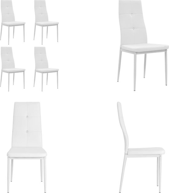 vidaXL Chaises de salle à manger 4 pcs Simili cuir Blanc - Chaise de salle à manger - Chaises de salle à manger - Chaises de cuisine - Chaise de cuisine