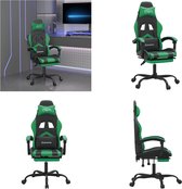 vidaXL Gamestoel met voetensteun kunstleer zwart en groen - Gamingstoel - Gamingstoelen - Televisiestoel - Racingstoel