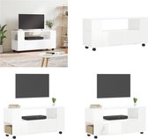 vidaXL Tv-meubel 102x34-5x43 bewerkt hout hoogglans wit - Tv-kast - Tv-kasten - Tv-meubel - Hifi-meubel