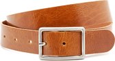 Thimbly Belts Dames riem cognac glanzend - dames riem - 4 cm breed - Cognac - Echt Nerf Leer - Taille: 105cm - Totale lengte riem: 120cm