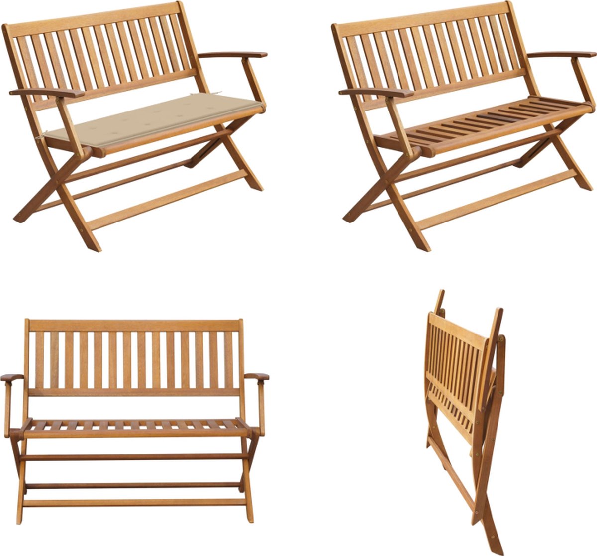 VidaXL Tuinbank met kussen 120 cm massief acaciahout Tuinbank Tuinbanken Tuinbankje Tuinbankjes